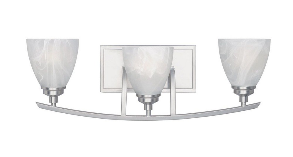 Designers Fountain-82903-SP-Tackwood - Three Light Bath Bar Satin Platinum  Satin Platinum Finish with Alabaster Glass