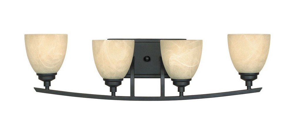 Designers Fountain-82904-BNB-Tackwood - Four Light Bath Bar Burnished Bronze Finish with Tea Stained Alabaster Glass