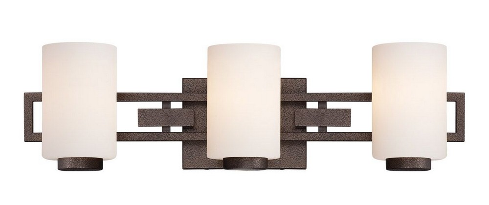 Designers Fountain-83803-FBZ-Del Ray - Three Light Bath Fixture   Flemish Bronze Finish with White Opal Glass