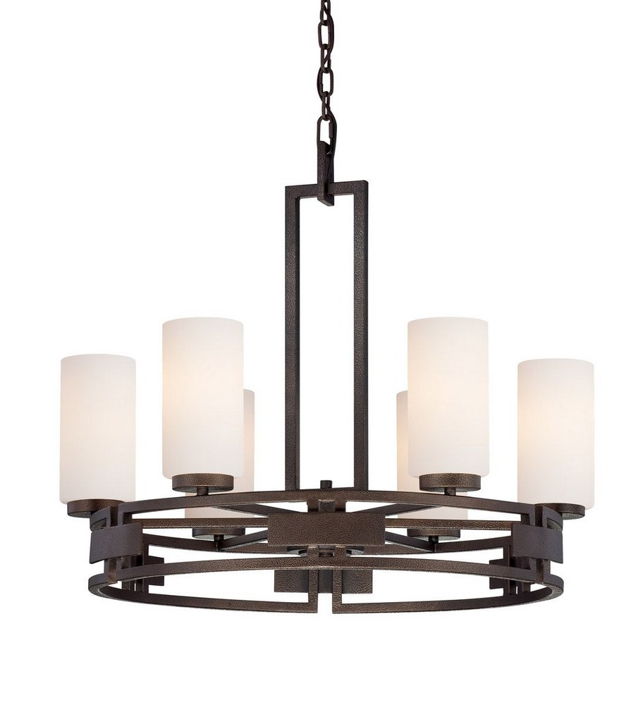 Designers Fountain-83886-FBZ-Del Ray - Six Light Chandelier   Flemish Bronze Finish with Ivory Pearl Glass