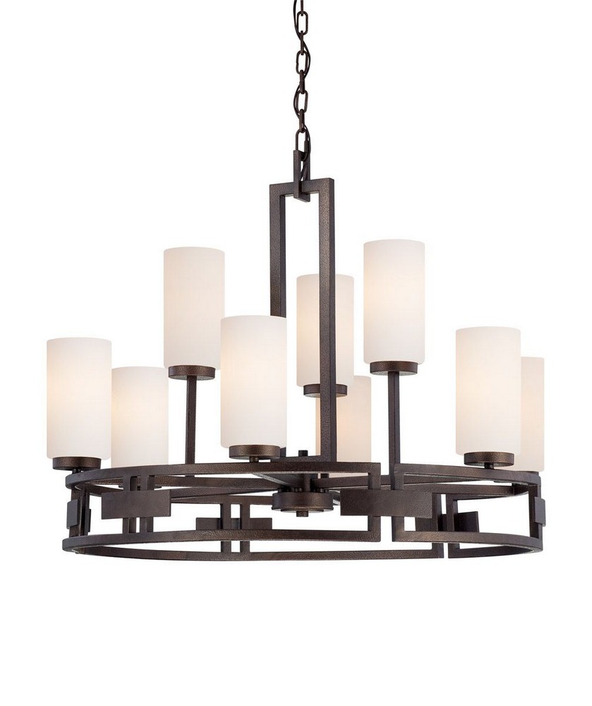 Designers Fountain-83889-FBZ-Del Ray - Nine Light Chandelier   Flemish Bronze Finish with Ivory Pearl Glass