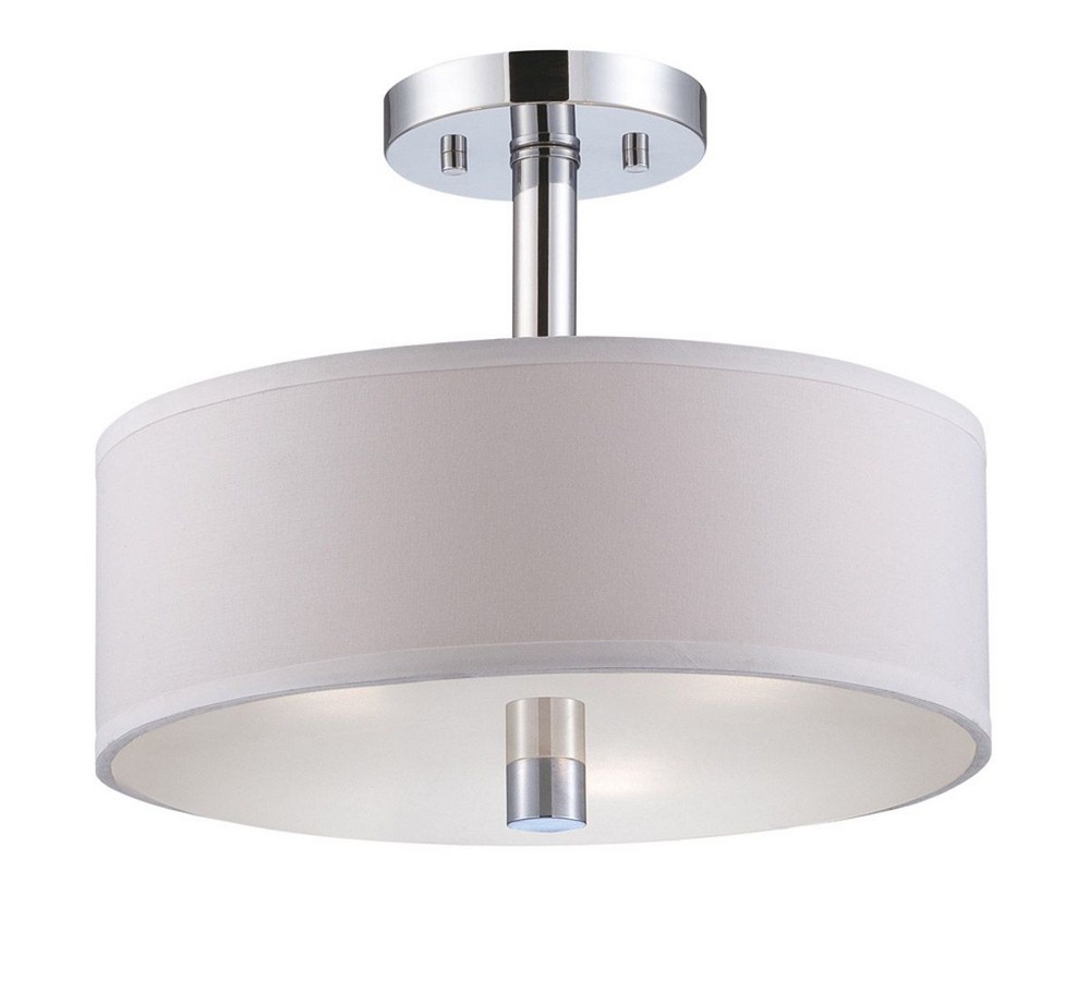 Designers Fountain-84511-CH-Cordova - Three Light Semi-Flush Mount   Chrome Finish with White Opal Glass