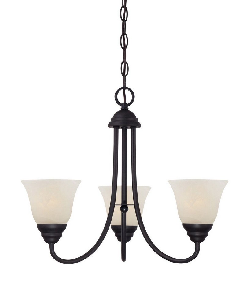 Designers Fountain-85183-ORB-Kendall - Three Light Chandelier Oil Rubbed Bronze  Satin Platinum Finish with Alabaster Glass