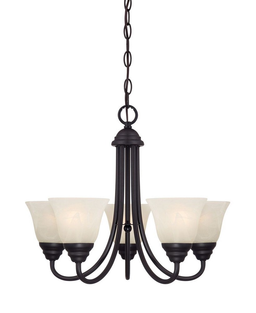 Designers Fountain-85185-ORB-Kendall - Five Light Chandelier Oil Rubbed Bronze  Satin Platinum Finish with Alabaster Glass