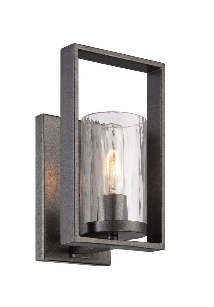 Designers Fountain-86501-CHA-Elements - One Light Wall Sconce   Charcoal Finish with Rain Glass