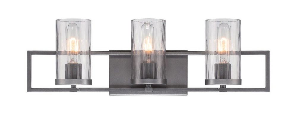 Designers Fountain-86503-CHA-Elements - Three Light Bath Bar   Charcoal Finish with Rain Glass