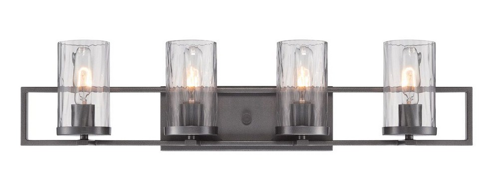 Designers Fountain-86504-CHA-Elements - Four Light Bath Bar   Charcoal Finish with Rain Glass