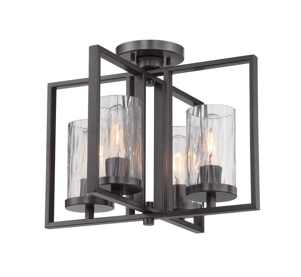 Designers Fountain-86511-CHA-Elements - One Light Semi-Flush Mount   Charcoal Finish with Rain Glass