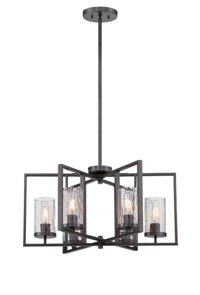 Designers Fountain-86586-CHA-Elements - Six Light Chandelier   Charcoal Finish with Rain Glass