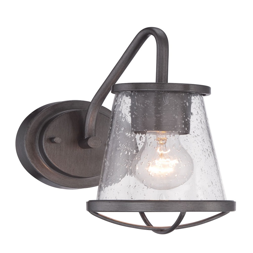 Designers Fountain-87001-WI-Darby - One Light Wall Sconce Weathered Iron  Weathered Iron Finish with Clear Seedy Glass