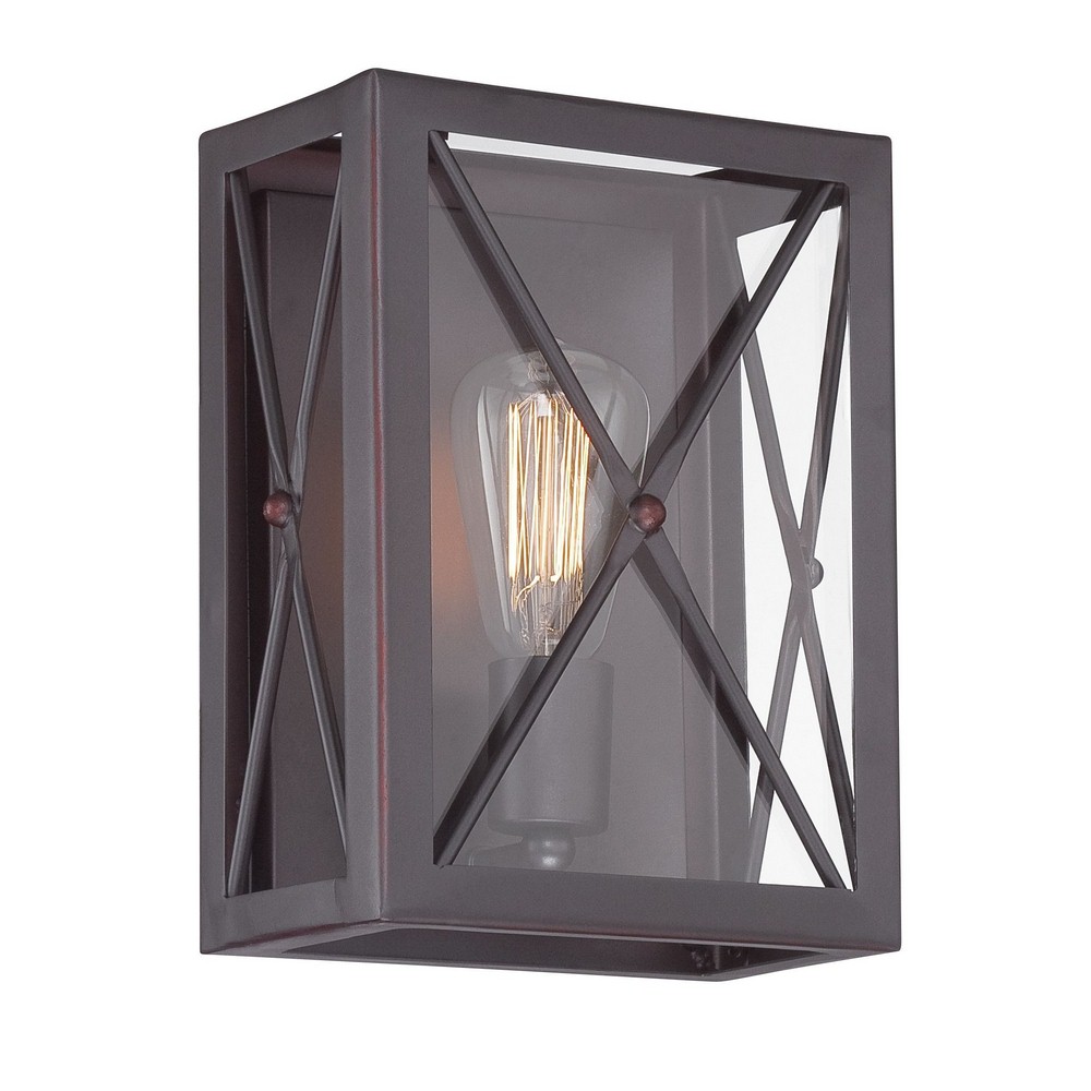 Designers Fountain-87301-SB-High Line - One Light Wall Sconce   Satin Bronze Finish with Clear Glass