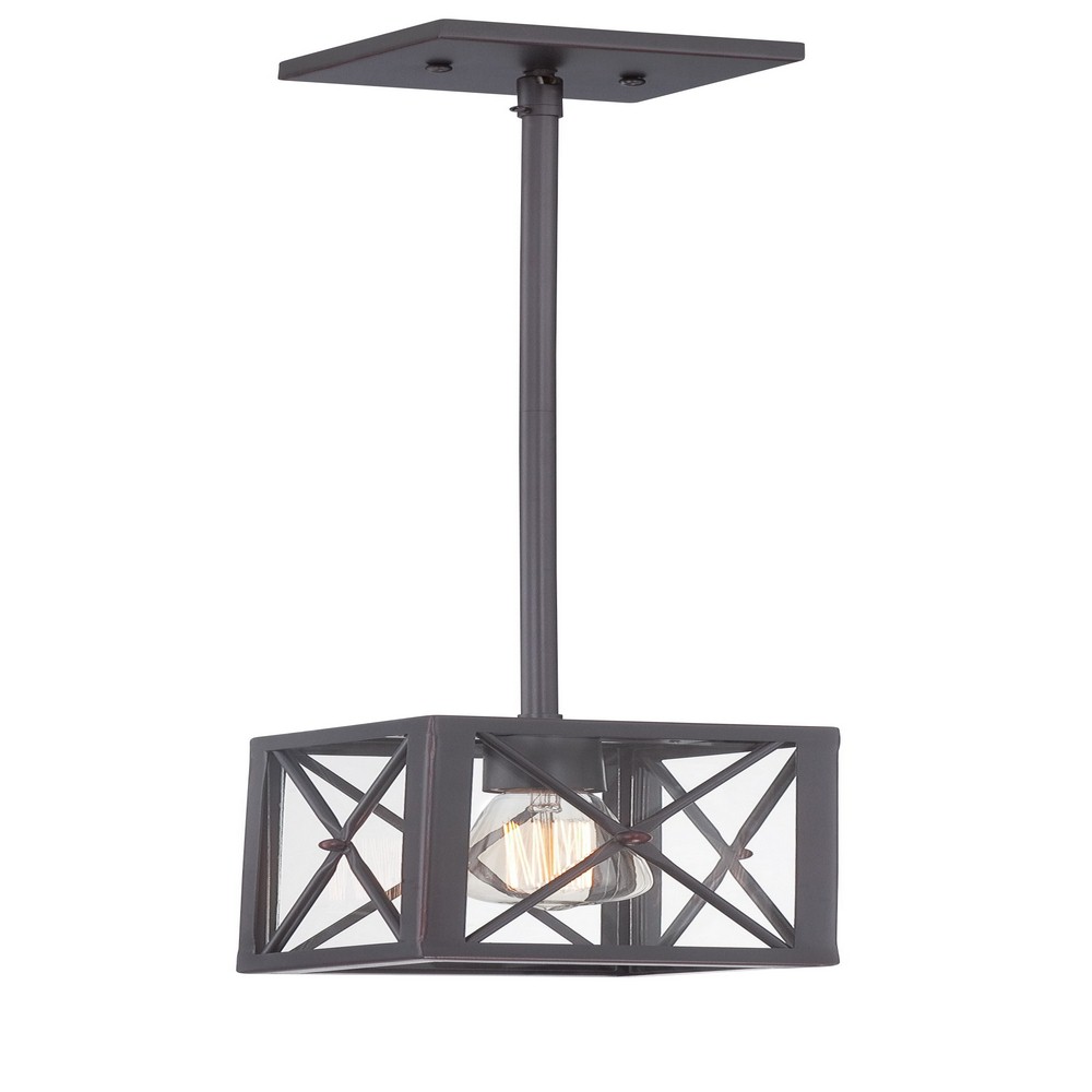 Designers Fountain-87330-SB-High Line - One Light Mini Pendant   Satin Bronze Finish with Clear Glass