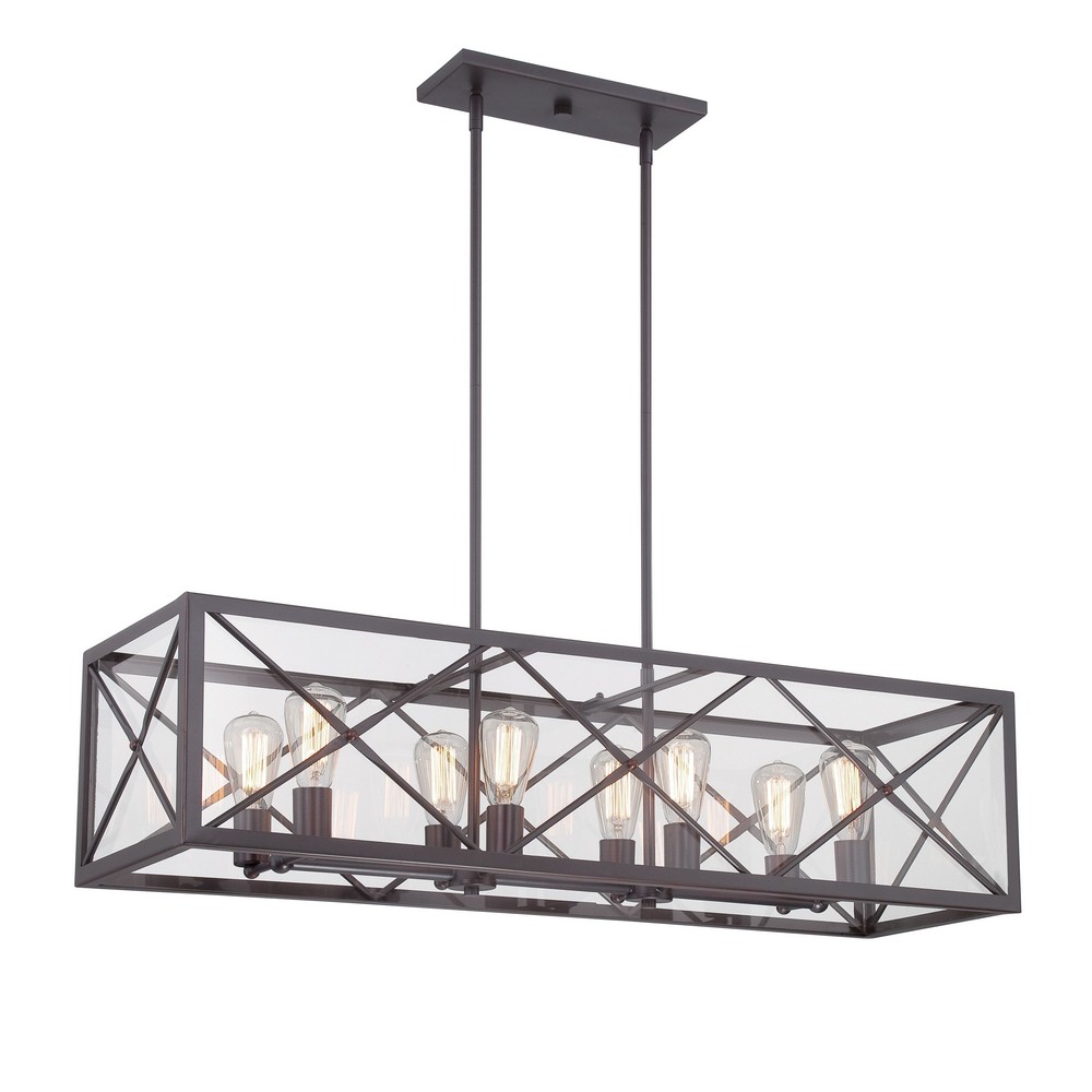 Designers Fountain-87338-SB-High Line - Eight Light Linear Chandelier   Satin Bronze Finish with Clear Glass