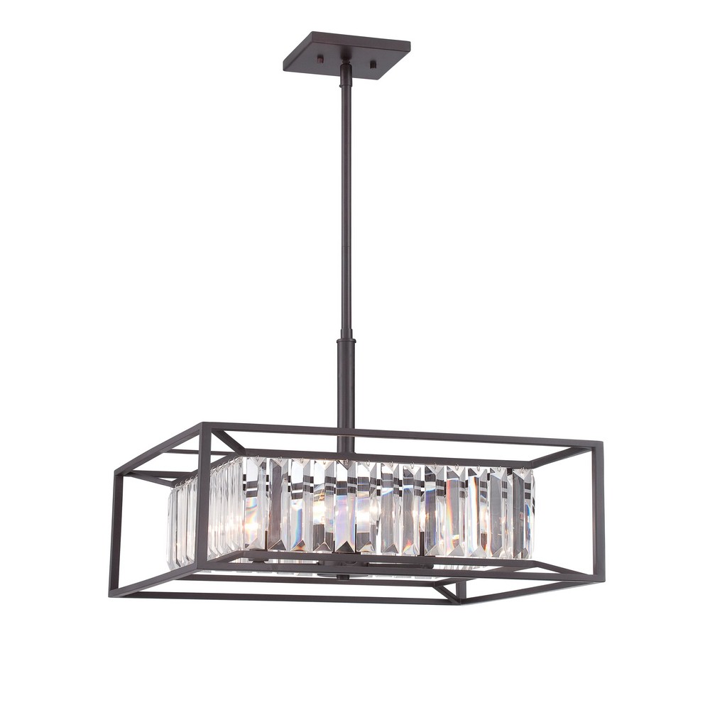 Designers Fountain-87431-VB-Linares - Four Light Pendant Vintage Bronze  Vintage Bronze Finish with Crystal Prisms Glass