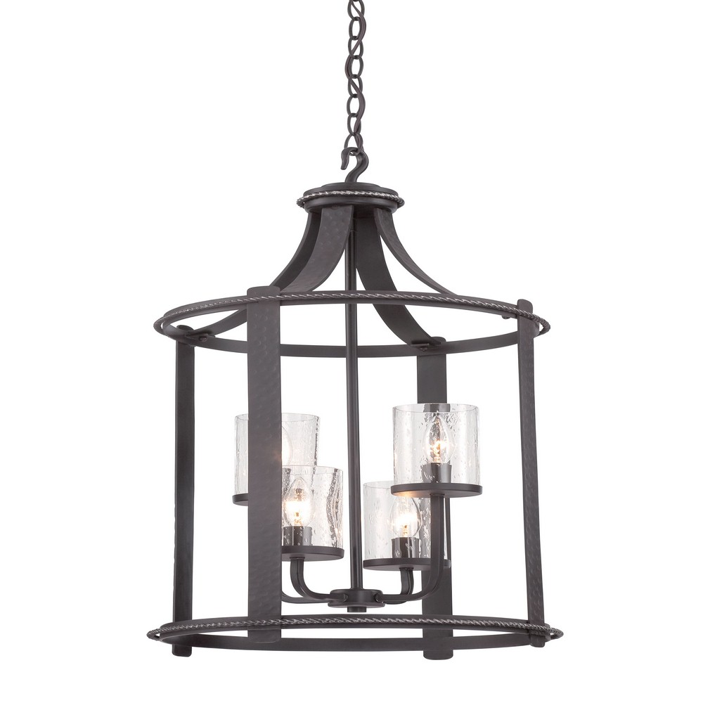 Designers Fountain-87554-APW-Palencia - Four Light Foyer   Artisan Pardo Wash Finish with Clear Seedy Glass