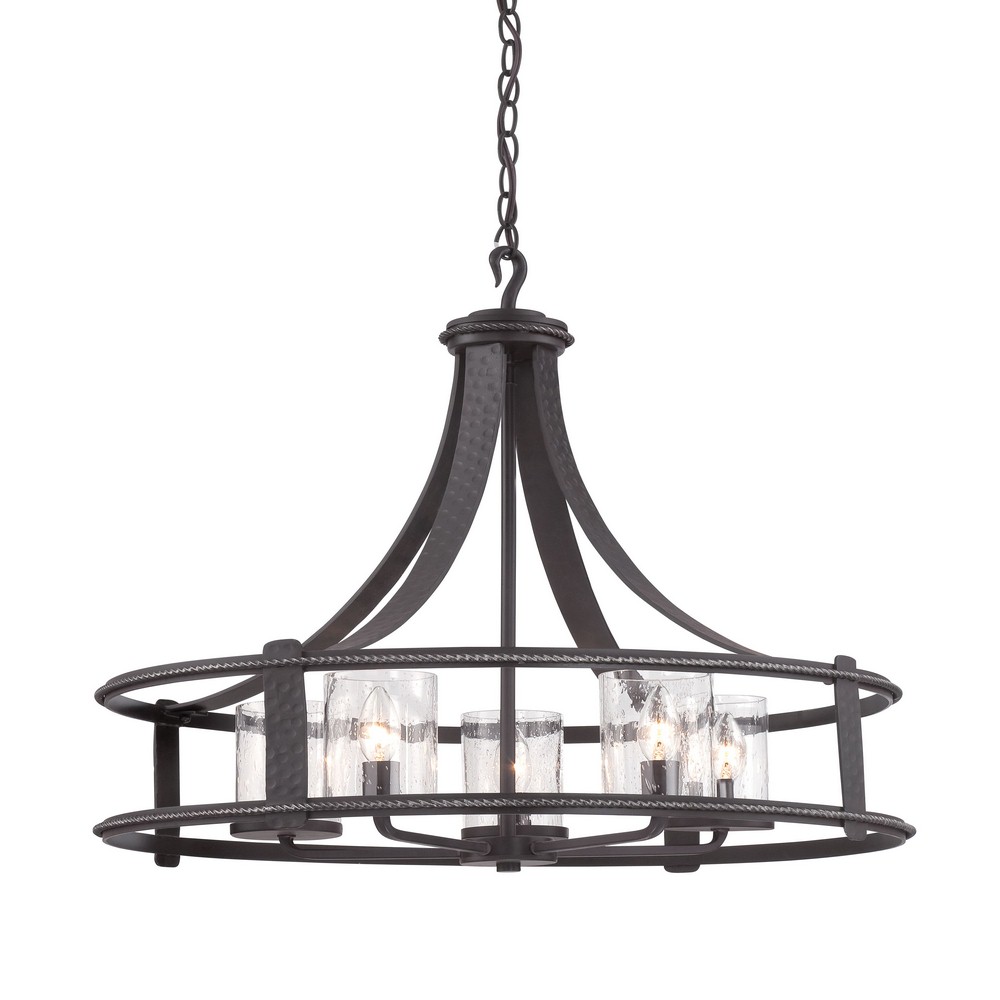 Designers Fountain-87585-APW-Palencia - Five Light Chandelier   Artisan Pardo Wash Finish with Clear Seedy Glass