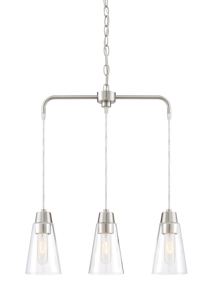 Designers Fountain-87883-SP-Echo - Three Light Chandelier   Satin Platinum Finish with Clear Glass