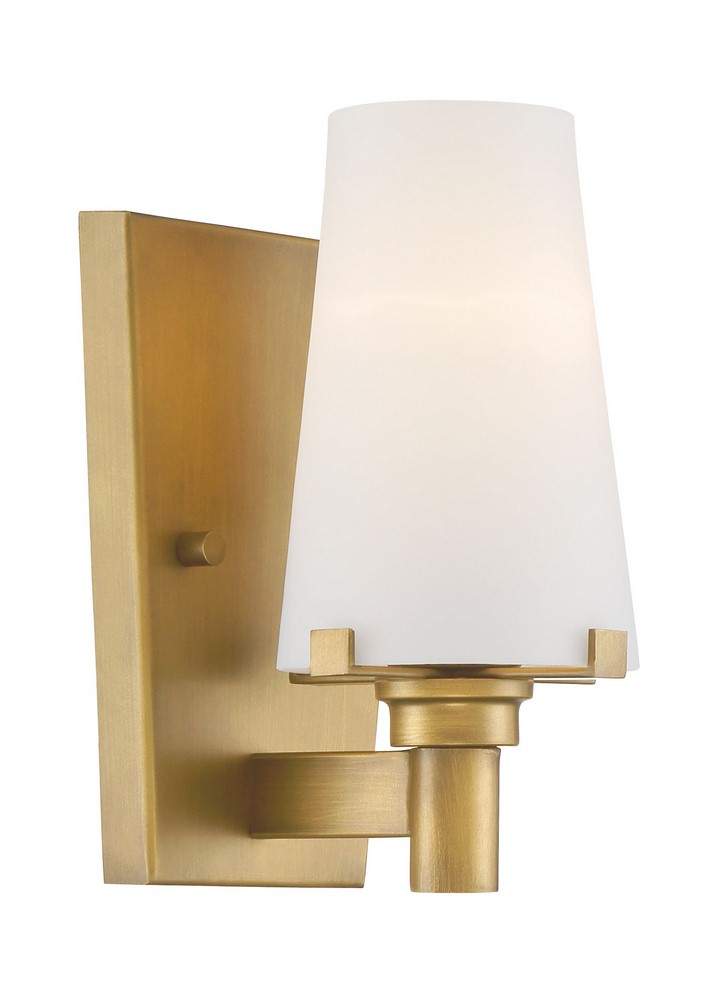 Designers Fountain-87901-VTG-Hyde Park - One Light Wall Sconce   Vintage Gold Finish with Opal Glass