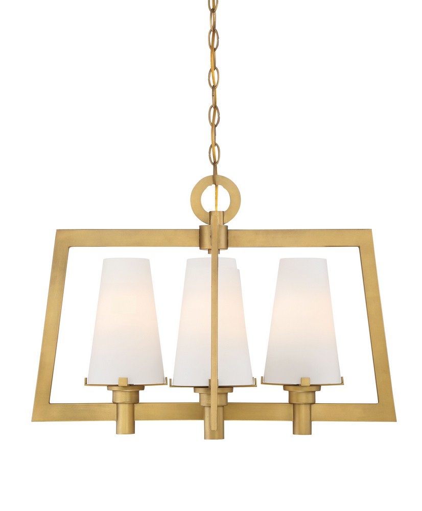 Designers Fountain-87984-VTG-Hyde Park - Four Light Chandelier   Vintage Gold Finish with Opal Glass