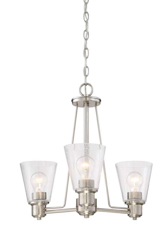 Designers Fountain-88083-SP-Printers Row - Three Light Chandelier Satin Platinum  Satin Platinum Finish with Clear Seedy Glass