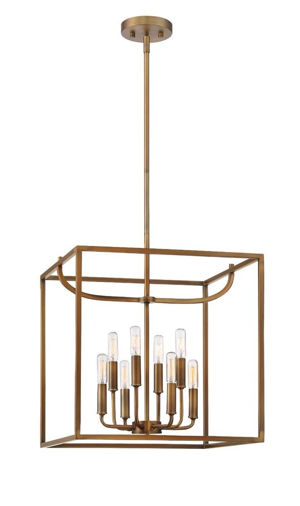 Designers Fountain-88458-OSB-Uptown - Eight Light Foyer Old Satin Brass  Satin Platinum Finish