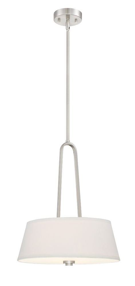 Designers Fountain-88531-SP-Studio - Two Light Inverted Pendant Satin Platinum  Satin Platinum Finish with White Fabric Shade