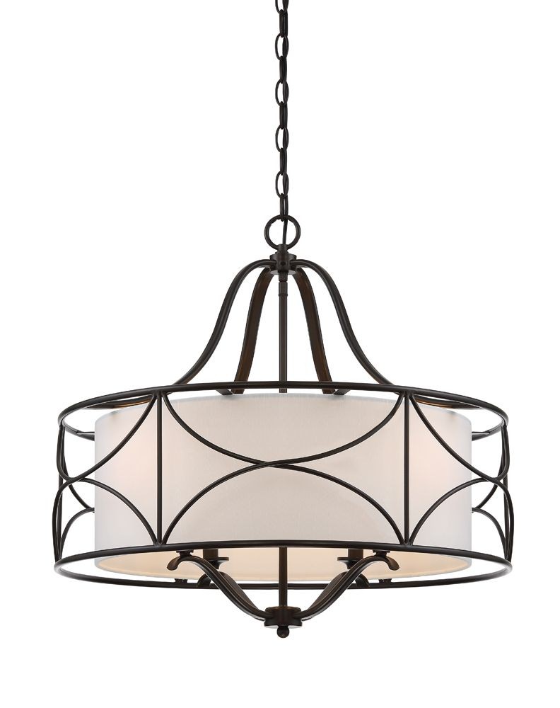 Designers Fountain-88684-ORB-Avara - Four Light Chandelier   Oil Rubbed Bronze Finish with White Fabric Shade