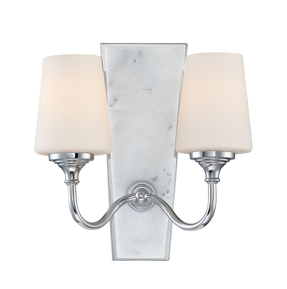 Designers Fountain-88702-CH-Lusso - Two Light Wall Sconce   Chrome Finish with Opal Glass