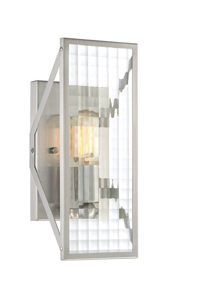 Designers Fountain-88801-SP-Pivot - One Light Wall Sconce   Satin Platinum Finish with Clear Lattice Glass