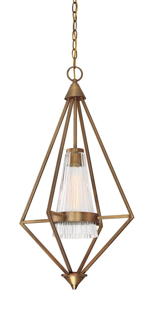 Designers Fountain-88951-OSB-Montelena - One Light Foyer   Old Satin Brass Finish with Clear Ribbed Glass