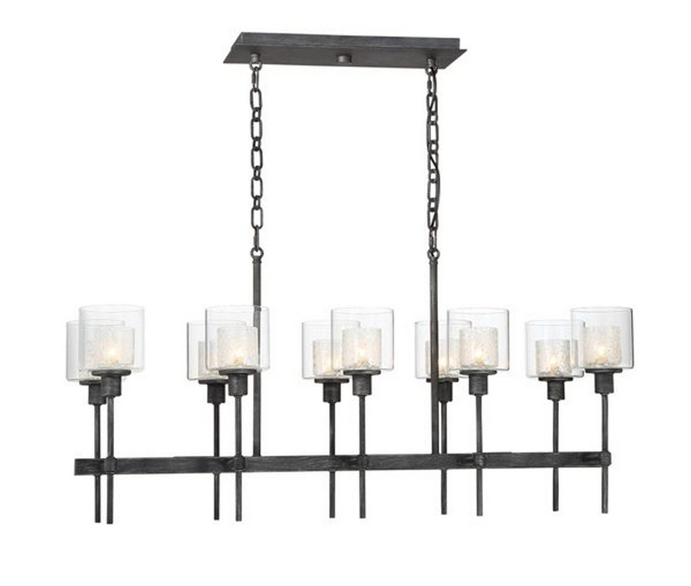 Designers Fountain-89138-WP-Cazadero - Ten Light Island   Weathered Pewter Finish with Clear/Textured Glass