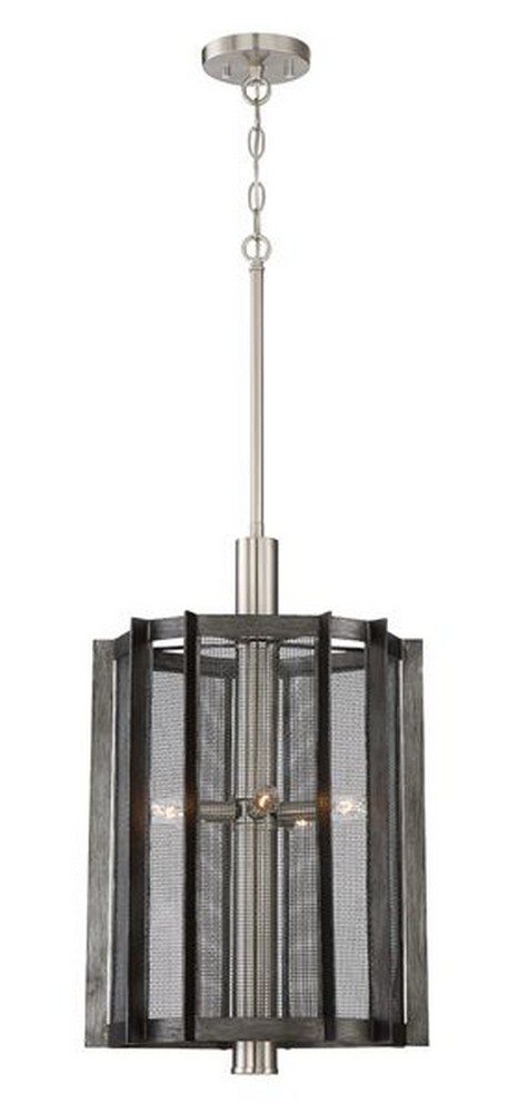 Designers Fountain-89355-WI-Baxter - Five Light Foyer   Weathered Iron Finish with Steel Mesh Shade