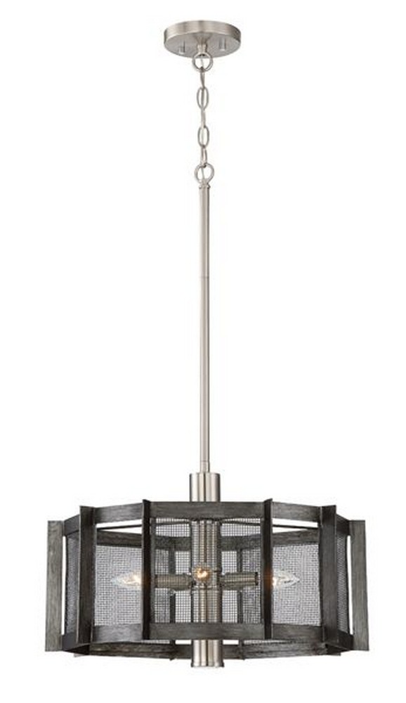 Designers Fountain-89385-WI-Baxter - Five Light Chandelier   Weathered Iron Finish with Steel Mesh Shade