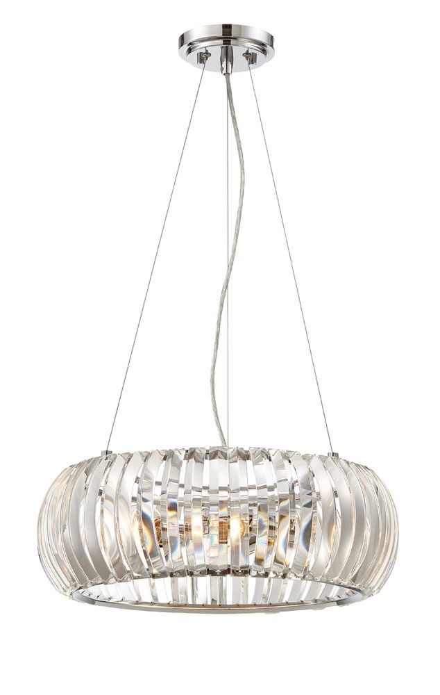 Designers Fountain-90033-CH-Allure - Three Light Pendant   Chrome Finish with Clear Faceted Crystal