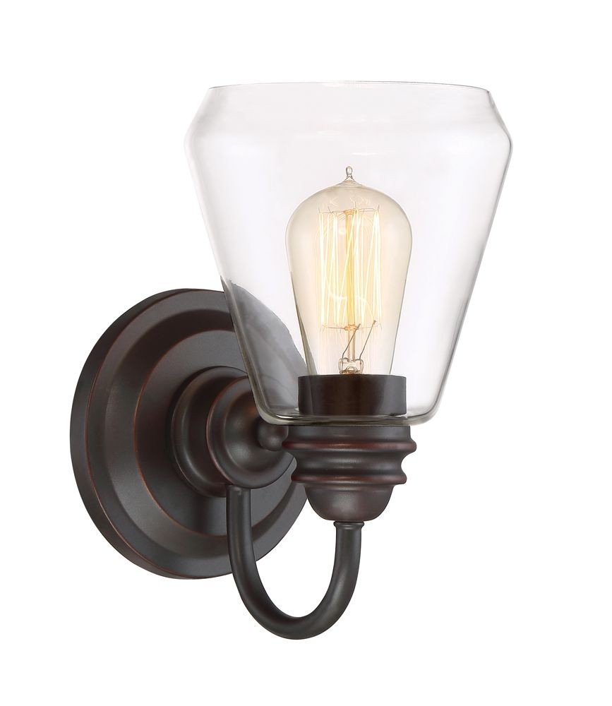 Designers Fountain-90201-SB-Foundry - One Light Wall Sconce   Satin Bronze Finish with Clear Glass