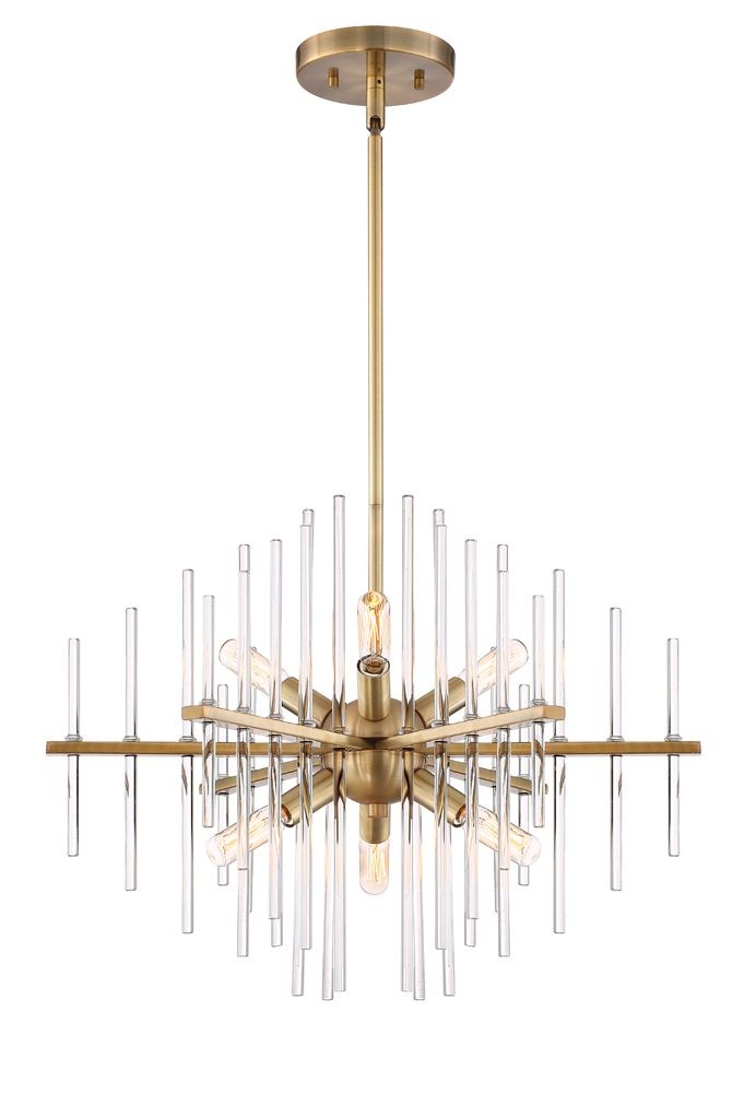 Designers Fountain-90486-BAB-Reeve - Six Light Chandelier   Burnished Antique Brass Finish with Clear Rod Glass