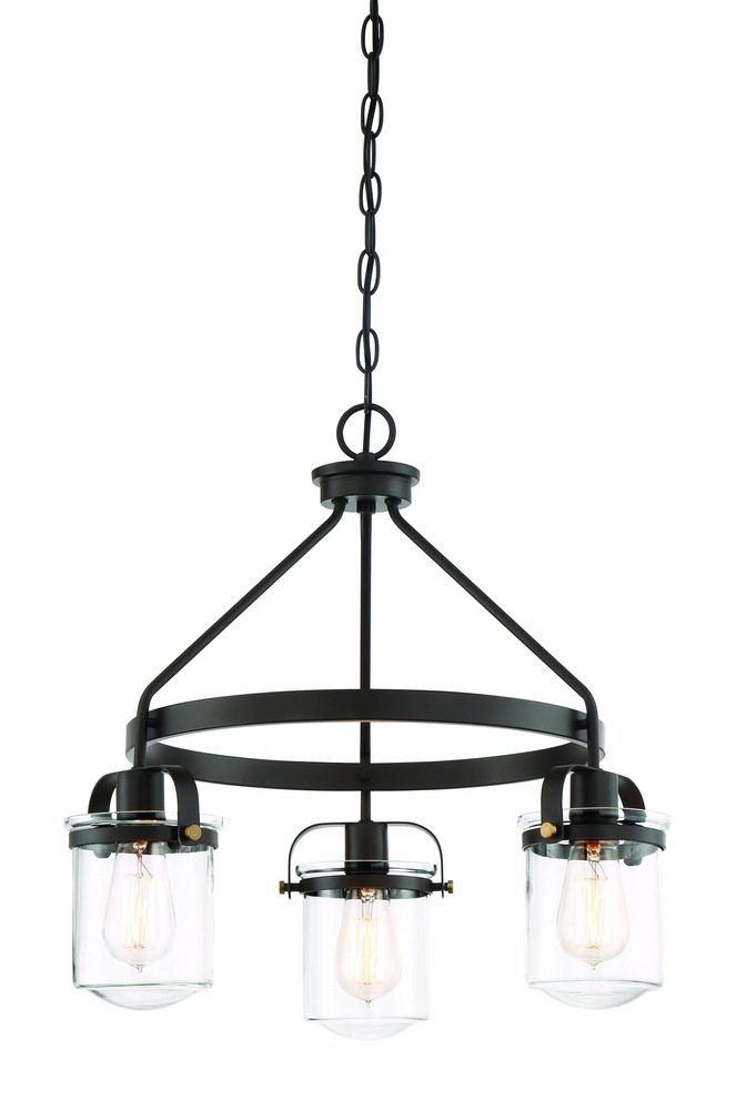 Designers Fountain-90683-ORB-Jaxon - Three Light Chandelier   Oil Rubbed Bronze Finish with Clear Glass