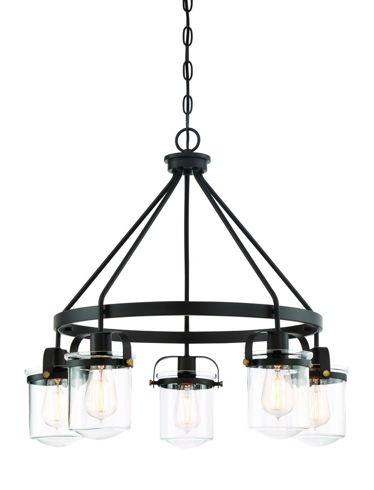 Designers Fountain-90685-ORB-Jaxon - Five Light Chandelier   Oil Rubbed Bronze Finish with Clear Glass