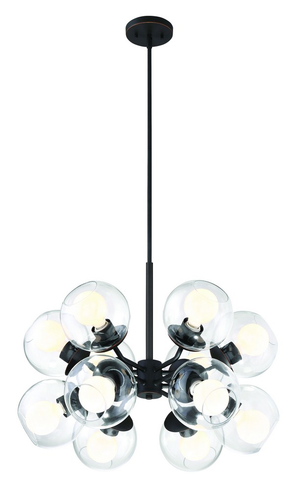 Designers Fountain-912812-SB-Meridian - Twelve Light Chandelier   Satin Bronze Finish with Clear Glass