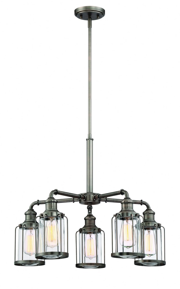 Designers Fountain-91385-SCB-Anson - Five Light Chandelier   Satin Copper Bronze Finish with Clear Glass