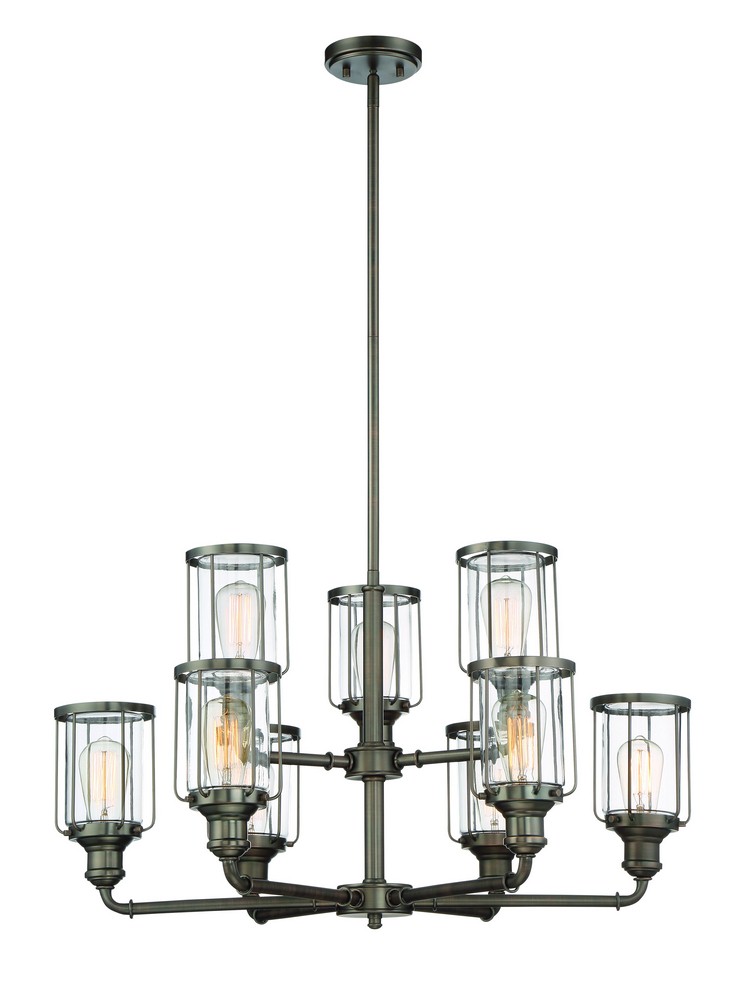 Designers Fountain-91389-SCB-Anson - Nine Light Chandelier   Satin Copper Bronze Finish with Clear Glass