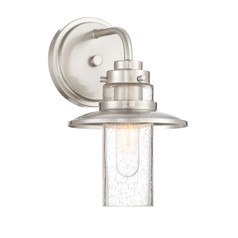 Designers Fountain-91501-SP-Hudson - One Light Wall Sconce   Satin Platinum Finish with Clear seedy Glass