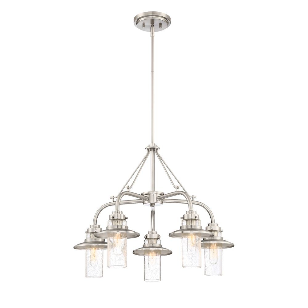 Designers Fountain-91585-SP-Hudson - Five Light Chandelier   Satin Platinum Finish with Clear seedy Glass