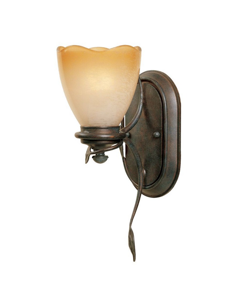 Designers Fountain-95601-OB-Wall Sconce   Old Bronze Finish with Sculpted Ochere Luster Shade