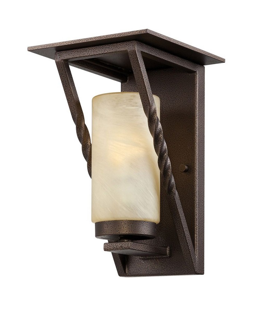 Designers Fountain-ES31921-FBZ-Parkview - One Light Outdoor Wall Lantern Flemish Bronze Finish with Tea Stained French Swirl Glass