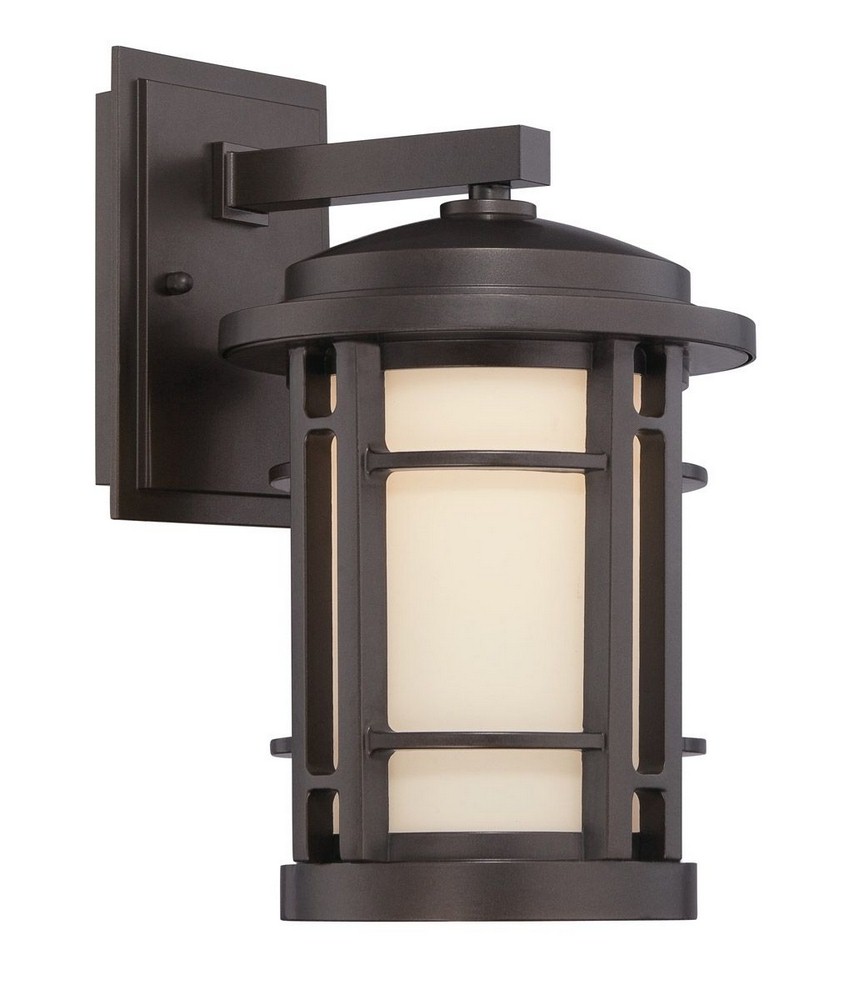 Designers Fountain-LED22421-BNB-Barrister - 7 Inch 13W Led Wall Lantern   Burnished Bronze Finish with White Opal Glass