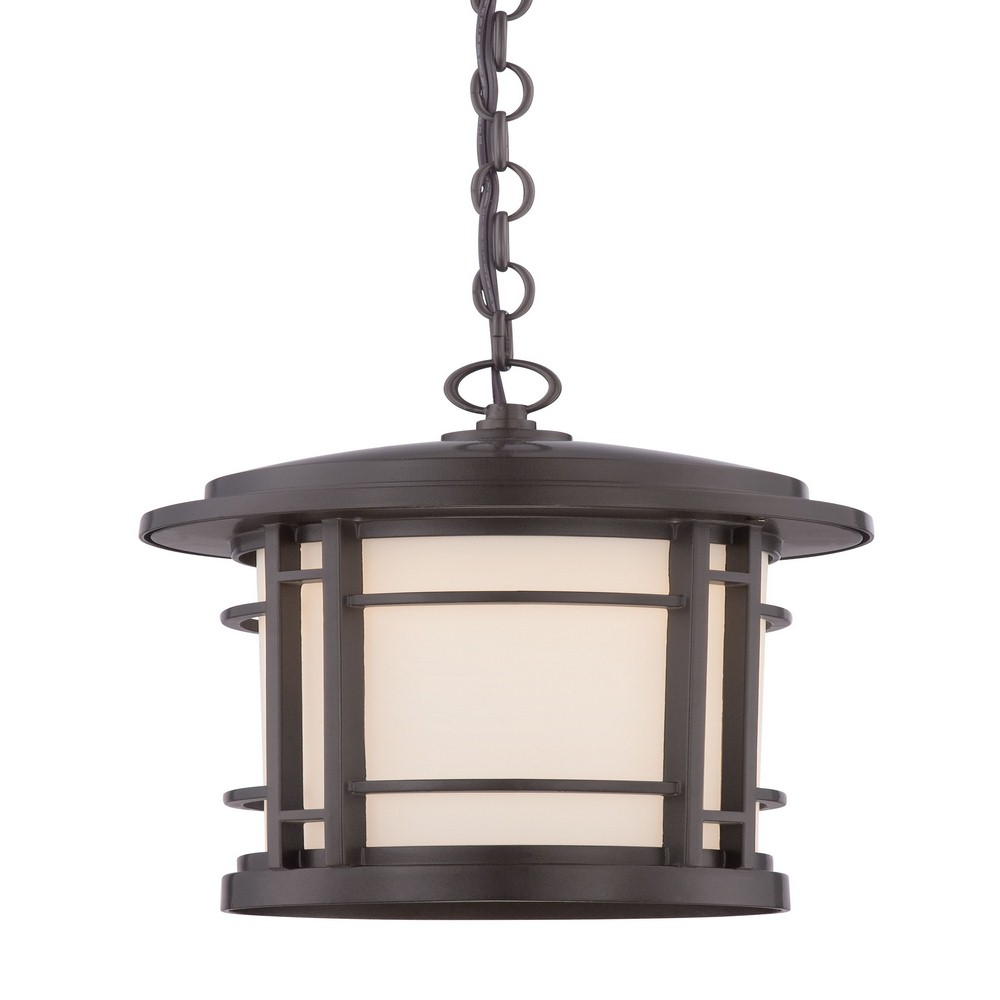 Designers Fountain-LED22434-BNB-Barrister - 14.75 Inch 13W 1 Led Outdoor Hanging Lantern   Burnished Bronze Finish with White Opal Glass