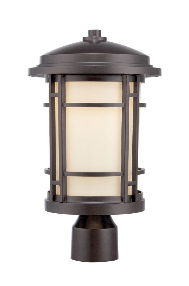 Designers Fountain-LED22436-BNB-Barrister - 9 Inch 13W Led Post Lantern   Burnished Bronze Finish with White Opal Glass