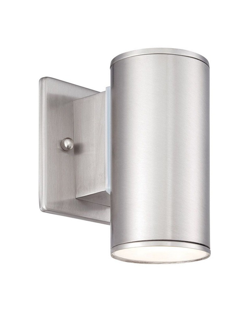 Designers Fountain-LED33001-SP-Barrow - 3 Inch 9W Led Outdoor Wall Lantern   Satin Platinum Finish with Frosted Glass