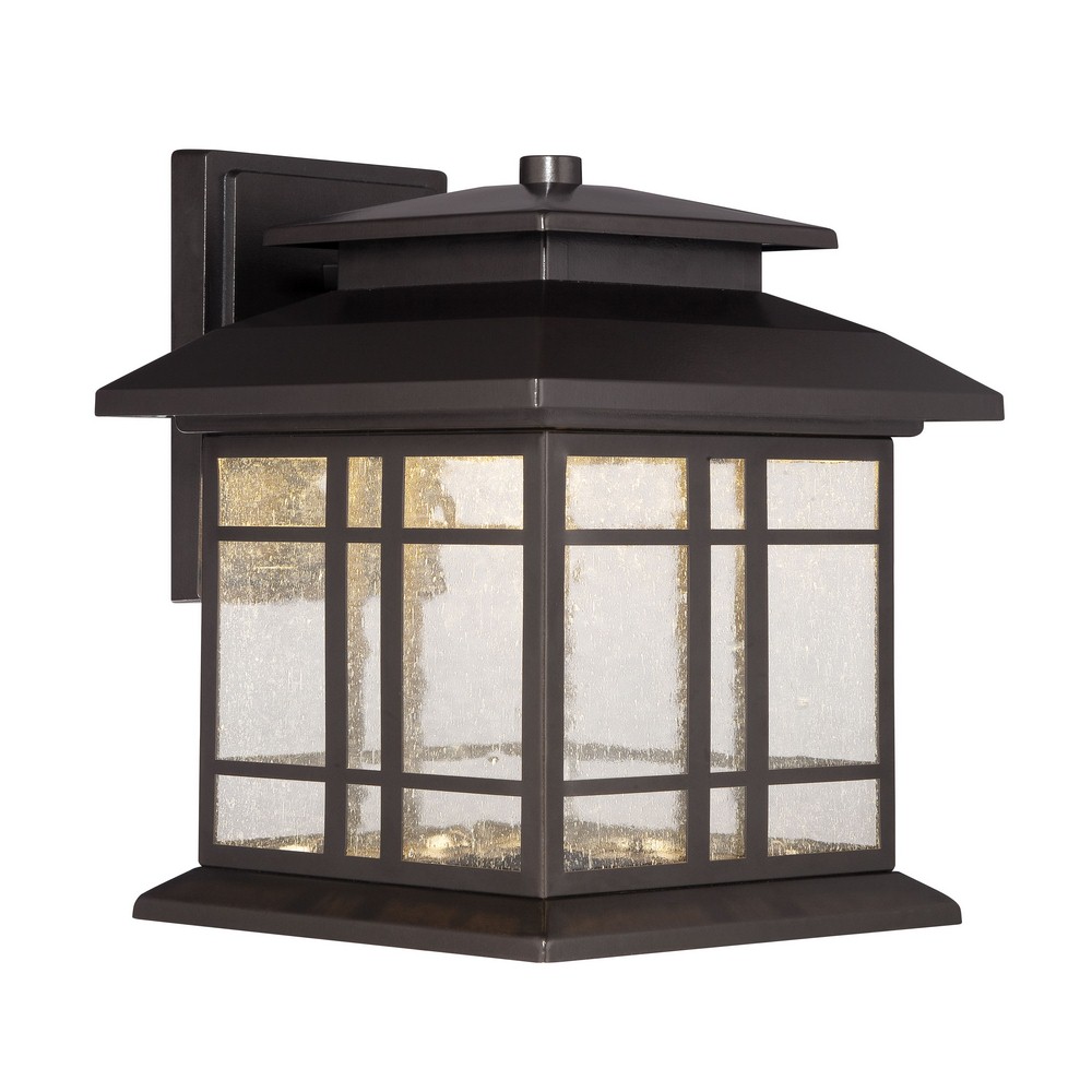 Designers Fountain-LED33431-ORB-Piedmont - 12.75 Inch 10W 1 Led Outdoor Wall Lantern   Oil Rubbed Bronze Finish with Clear Seedy Glass